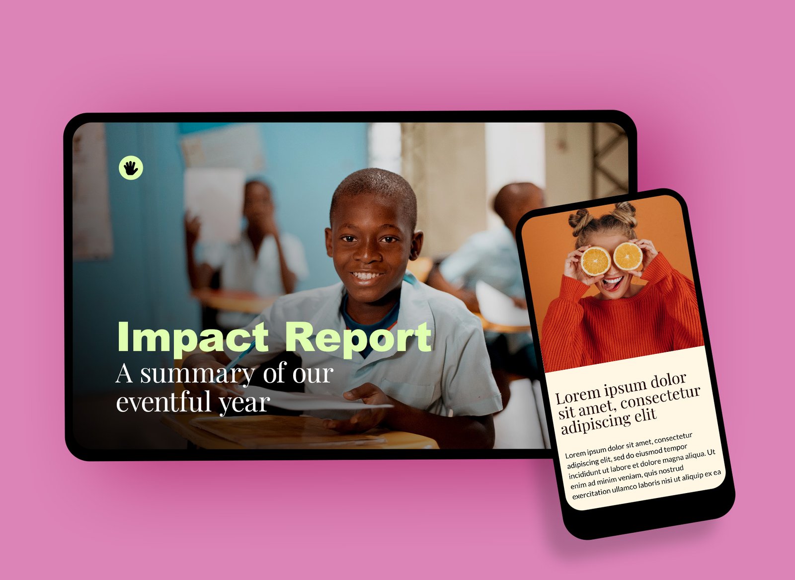 Mobile-responsive digital report on phone